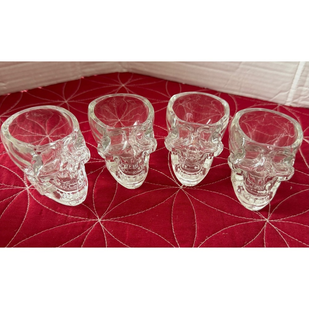 Crystal Head Vodka Skull Shot Glasses Set of 4 Clear Glass Barware